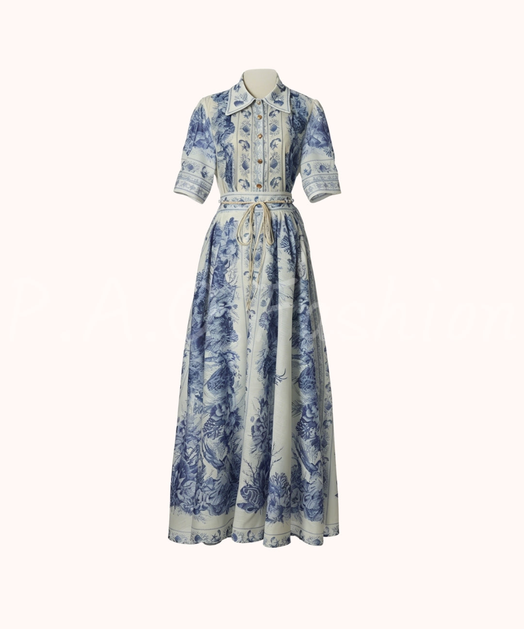 Ocean Print Shirt & A-Line Skirt Set[Available Now]