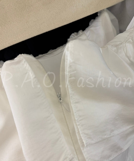 Off-Shoulder Ruffle Corset Maxi Dress