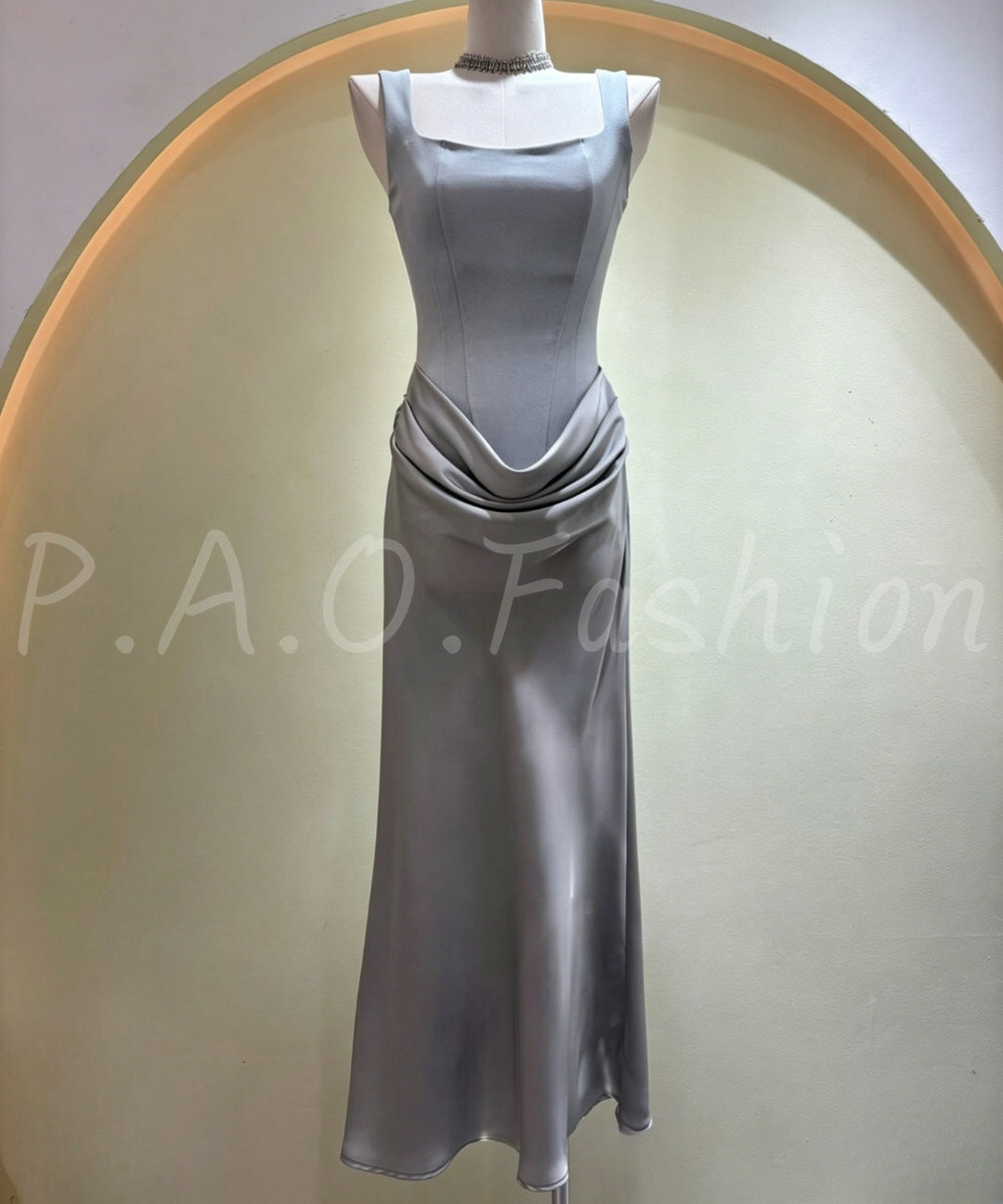 Satin Square Neck Mermaid Gown[Available Now]