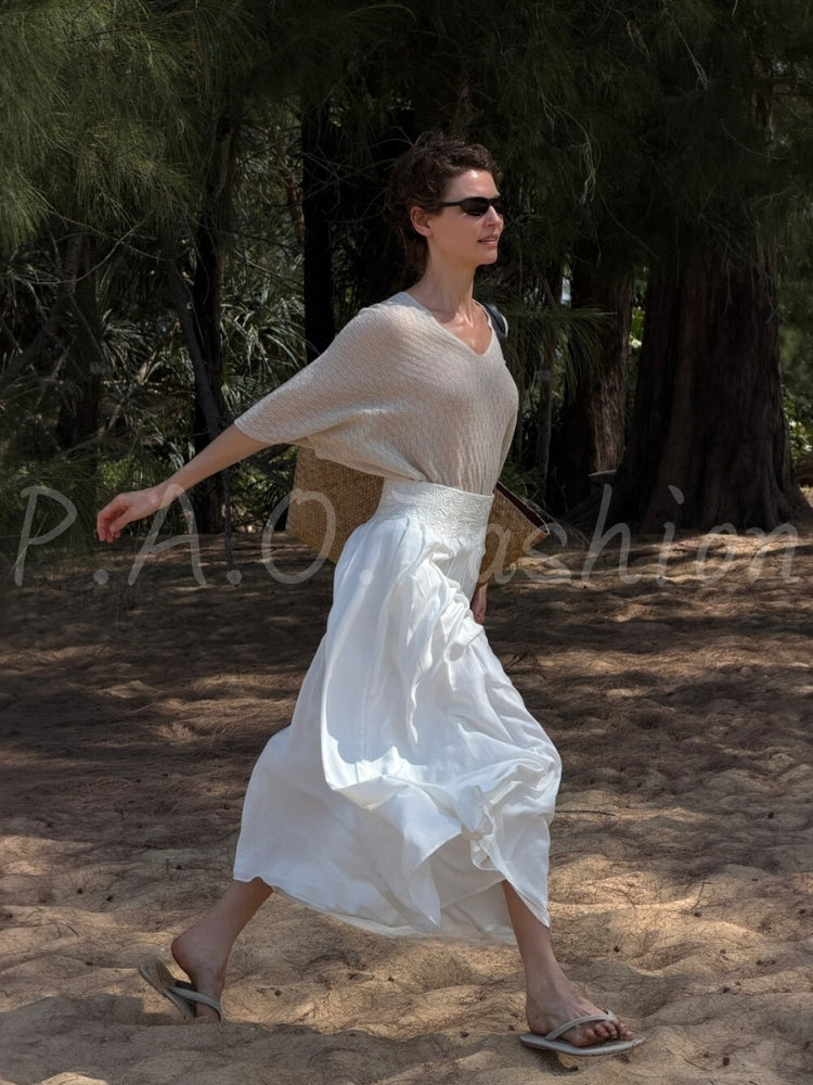 French Resort Flowing A-Line Maxi Skirt