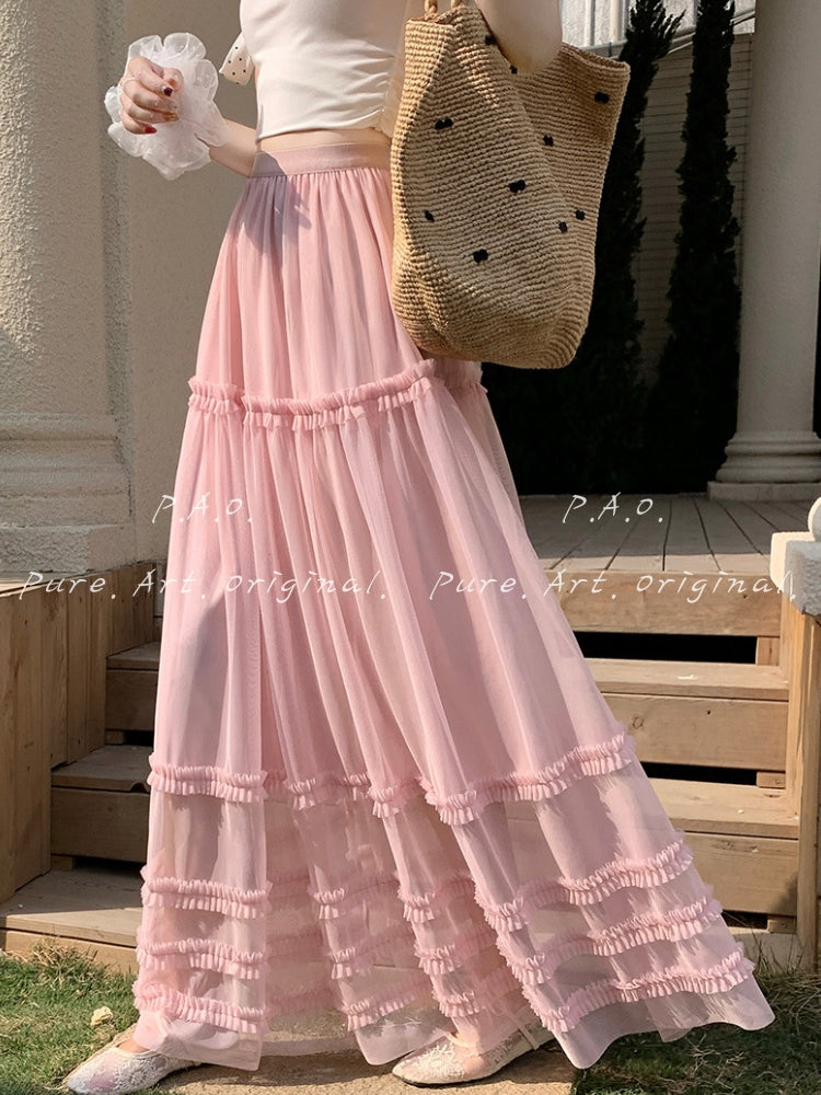Romantic Tiered Tulle Maxi Skirt