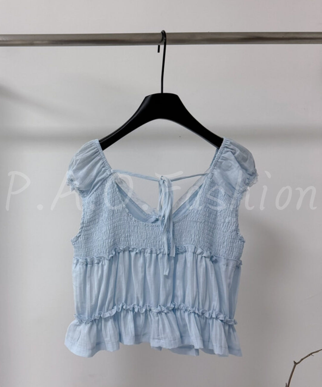 Lace Trim Cropped Blouse[Available Now]