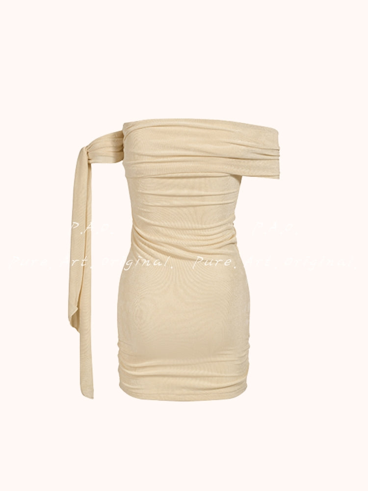 LUMINA ONE-SHOULDER DRAPED MINI DRESS