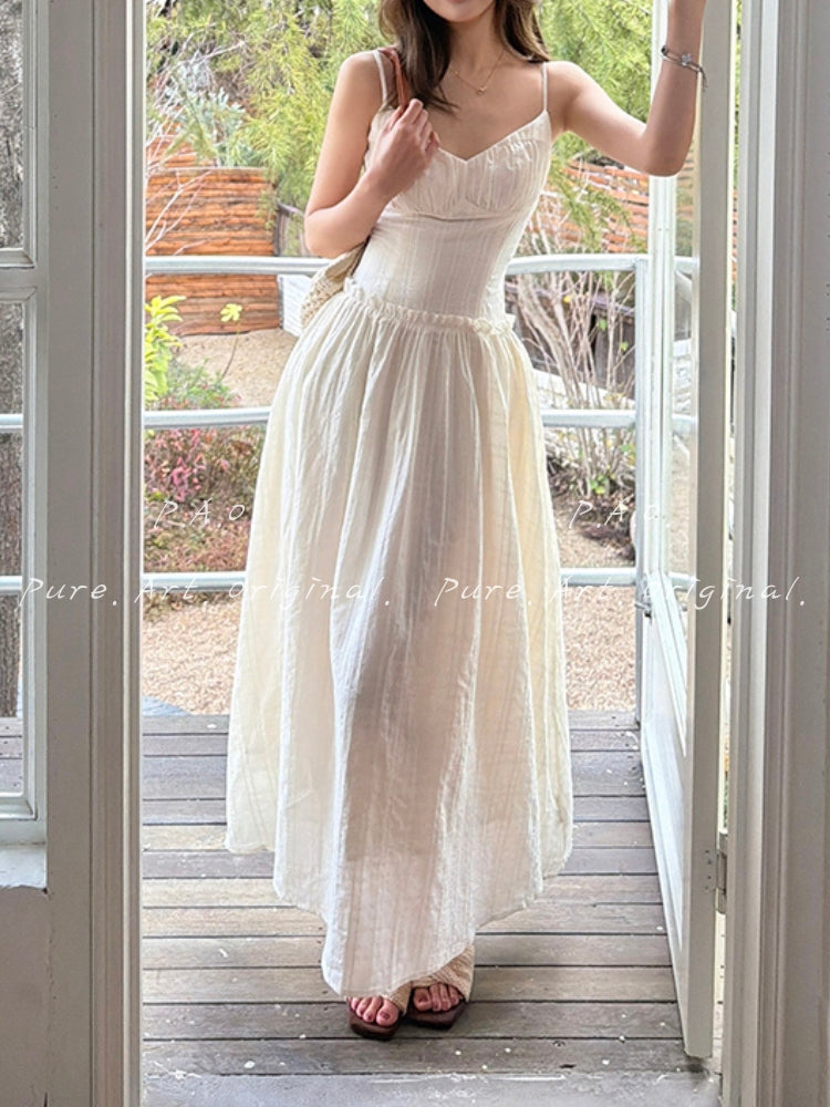 French Corset Waist Maxi Dress
