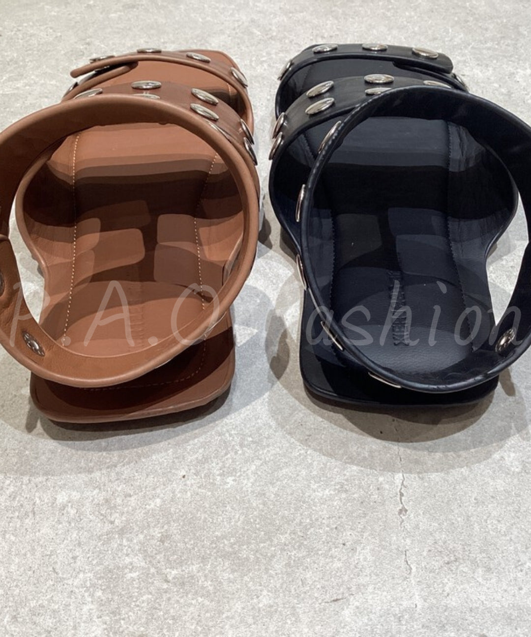 Studded Square Toe Flat Sandals