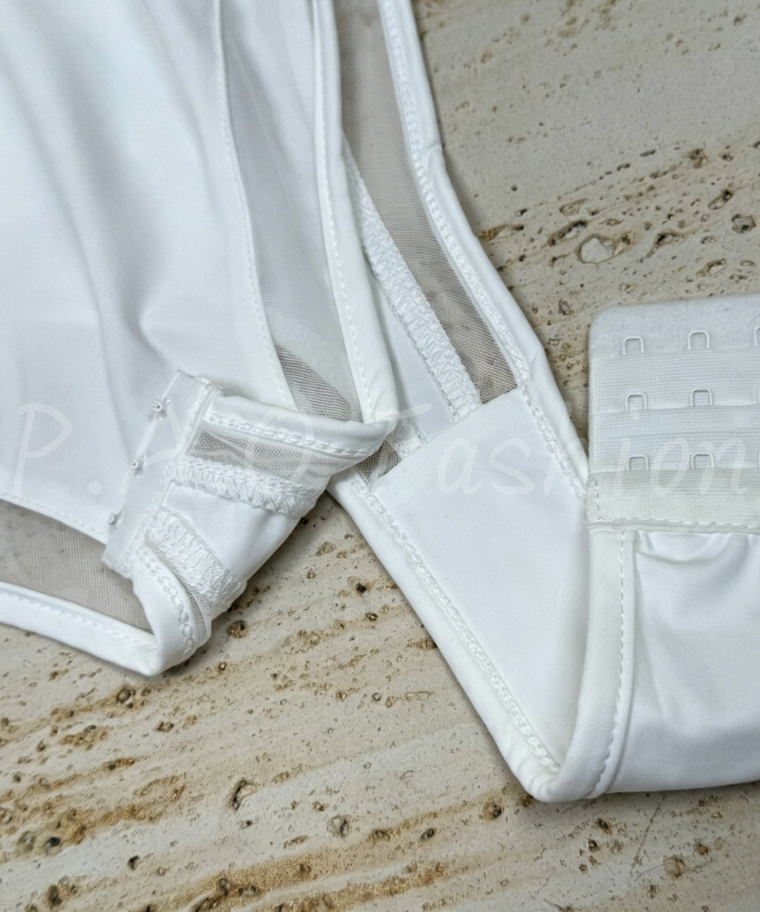 Mesh Panel Halter Bodysuit[Available Now]
