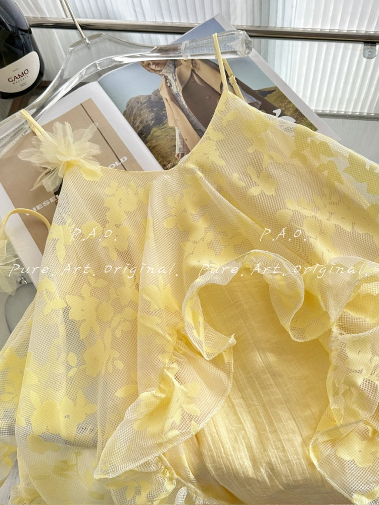 RUFFLED HALTER MAXI DRESS