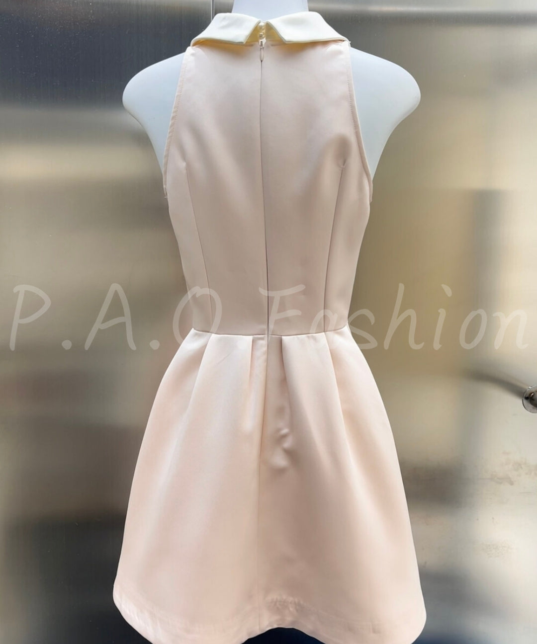 Satin Contrast Collar A-Line Mini Dress[Available Now]