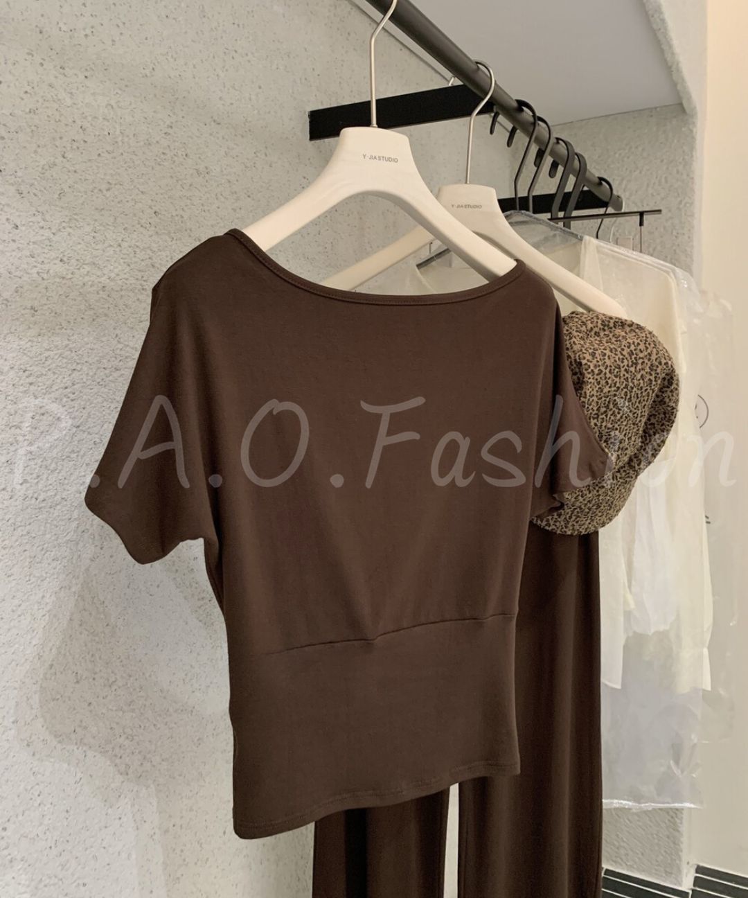 Off-Shoulder Ruched Top & Foldover Wide-Leg Pants Set