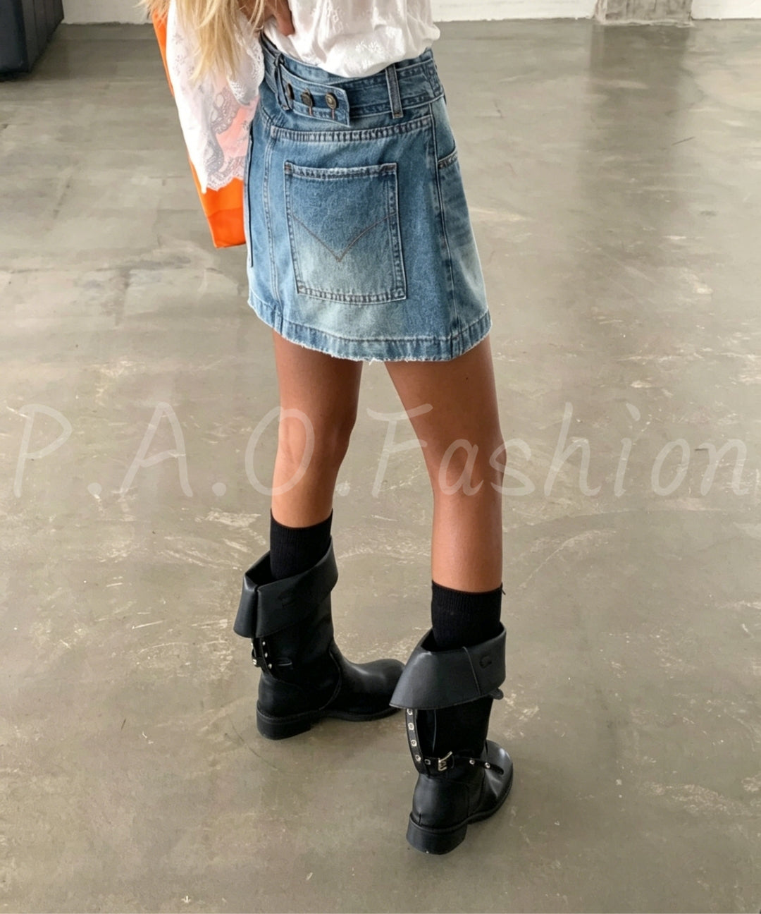 Vintage Washed A-Line Denim Mini Skirt[Available Now]