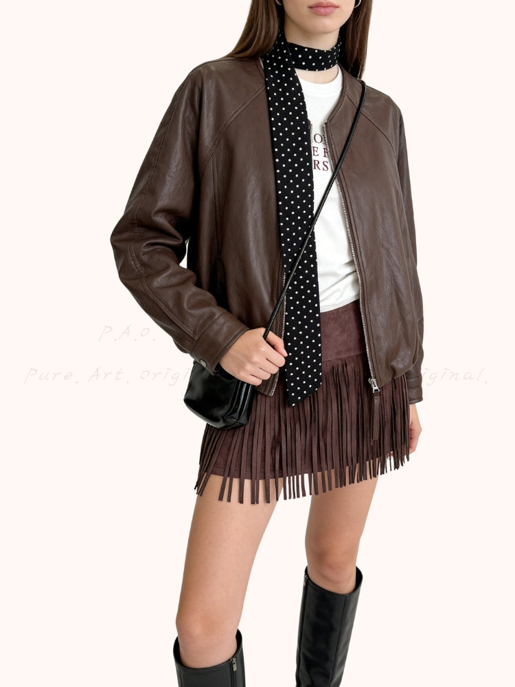 Silk-Scarf Collar Short Jacket