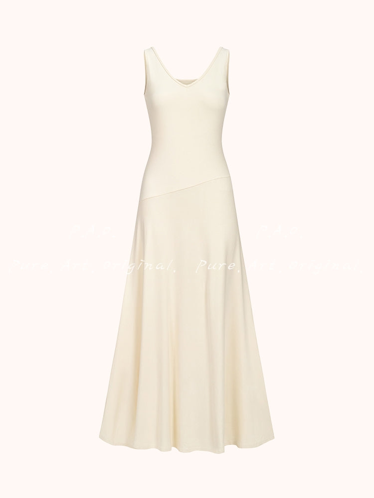 Minimal V-Neck Knit Mermaid Maxi Dress