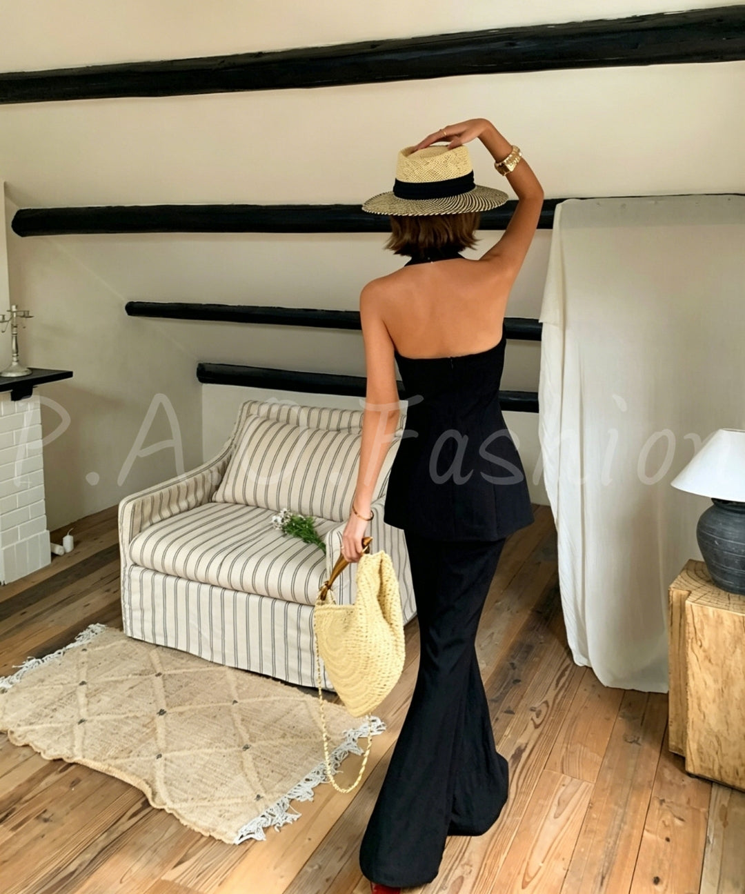 Halter Waist Top & Wide-Leg Pants Set[Available Now]