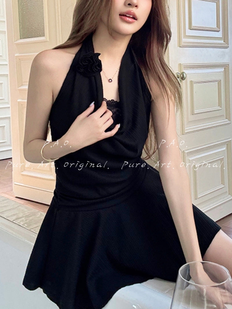Noir Rose Mini Dress