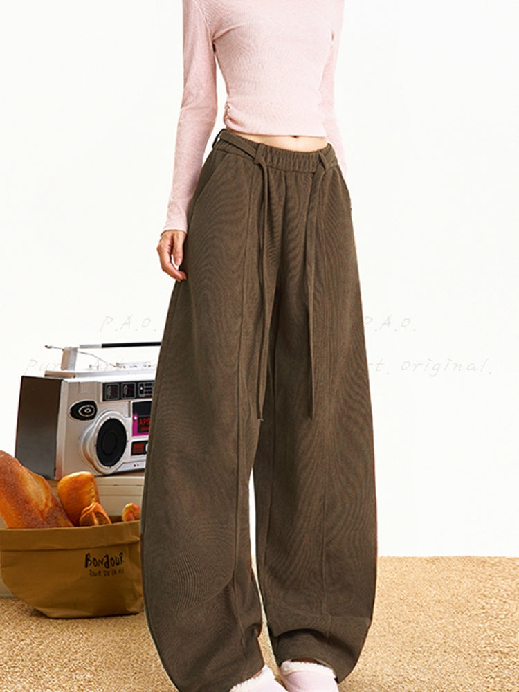 Corduroy Curve-Cut Casual Wide-Leg Pants