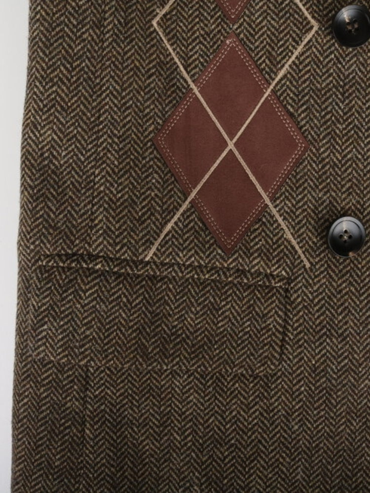 British-Style Argyle Wool-Blend Blazer