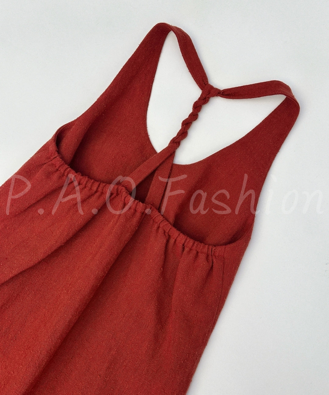 Minimal Braided Halter Linen Dress