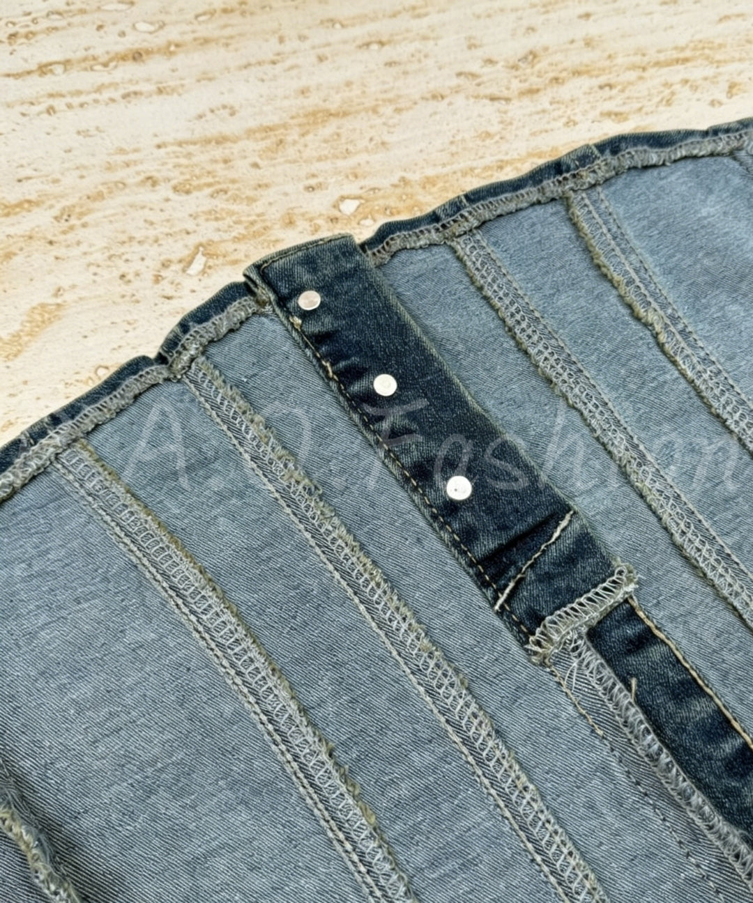 Denim Bandeau Top & Wide-Leg Pants Set[Available Now]