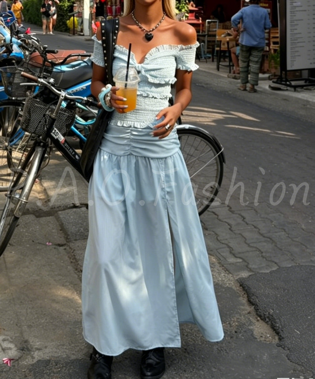 Off-Shoulder Ruched Maxi Dress[Available Now]