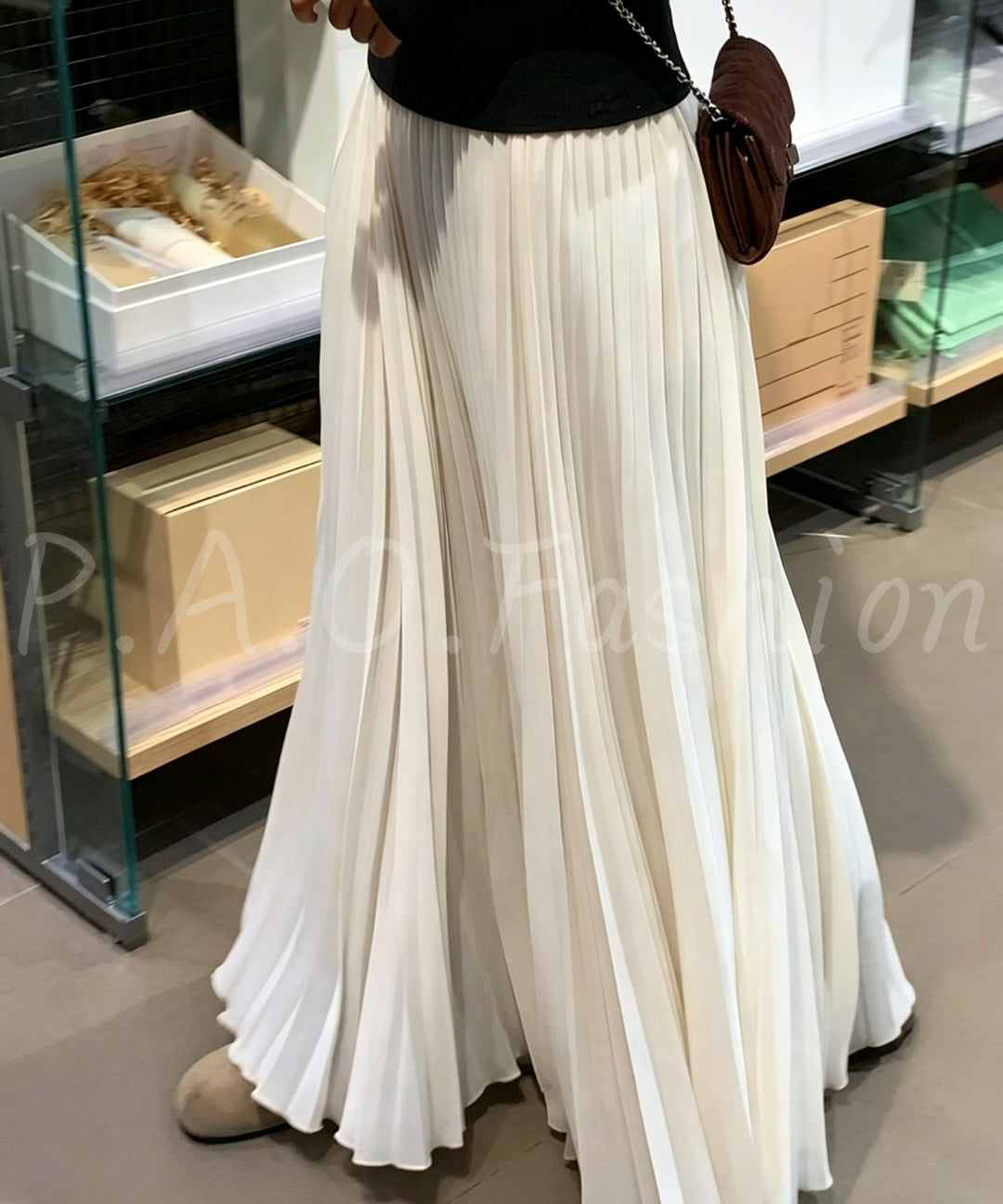 High-Waisted Pleated Chiffon Skirt[Available Now]