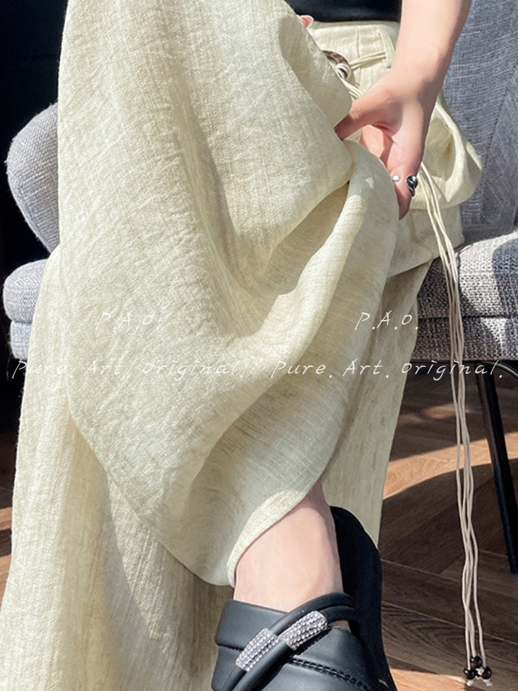 Boho Linen Blend Wide Leg Pants