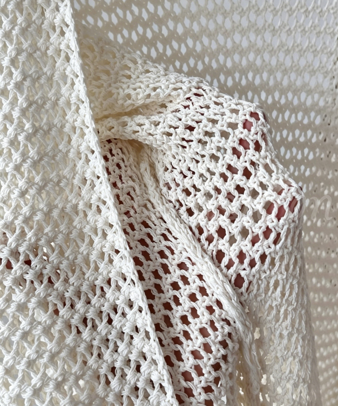 Linen Blend Open-Knit Tie Cardigan