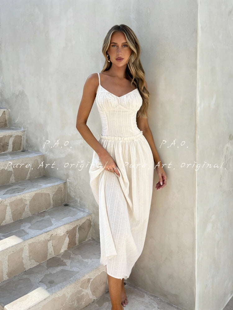 French Corset Waist Maxi Dress