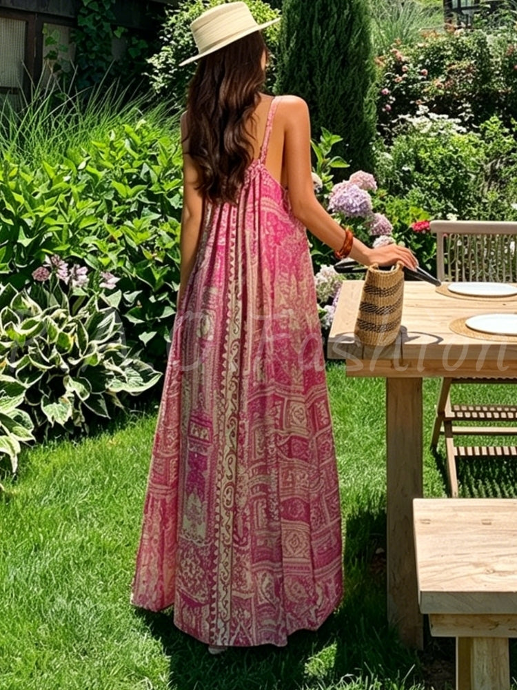Bohemian Halter Printed Vacation Maxi Dress