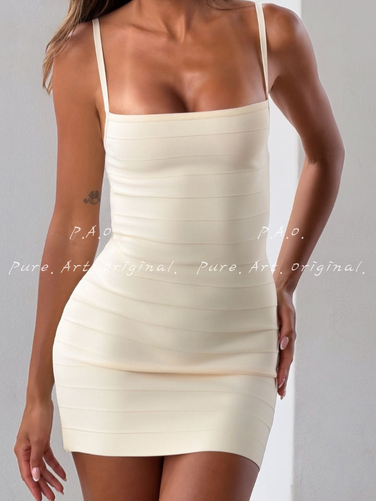 Bandage Square Neck Bodycon Dress