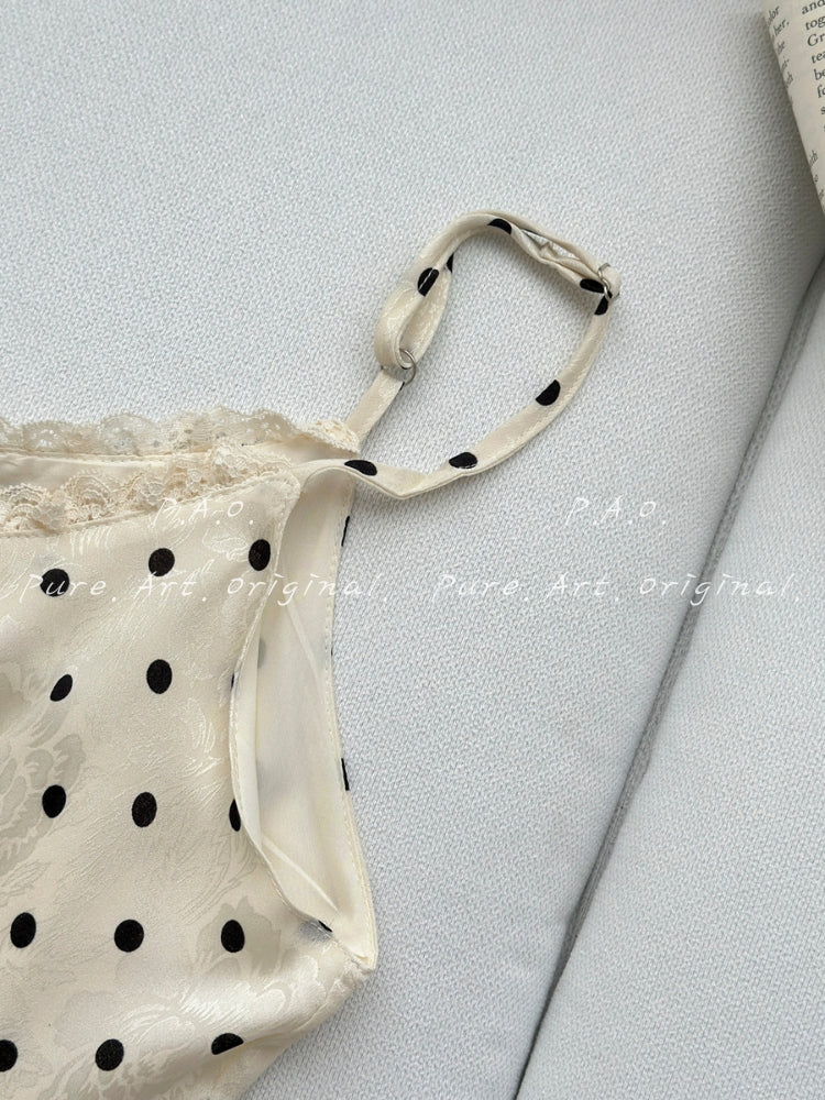 Élise Polka Dot Ruffle Slip Dress