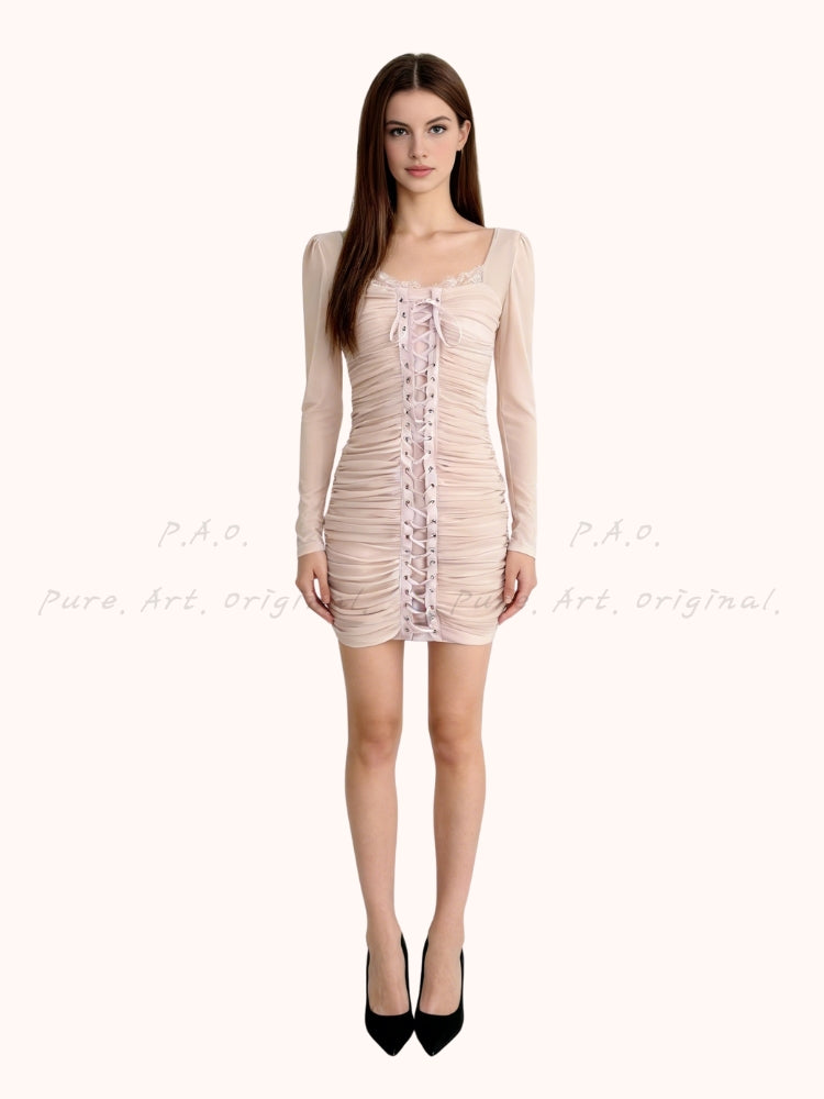 ARIA MESH RUCHED DRESS