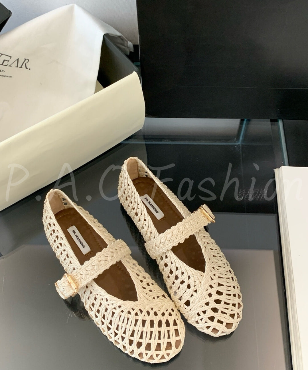 Woven Cut-Out Mary Jane Flat Sandals