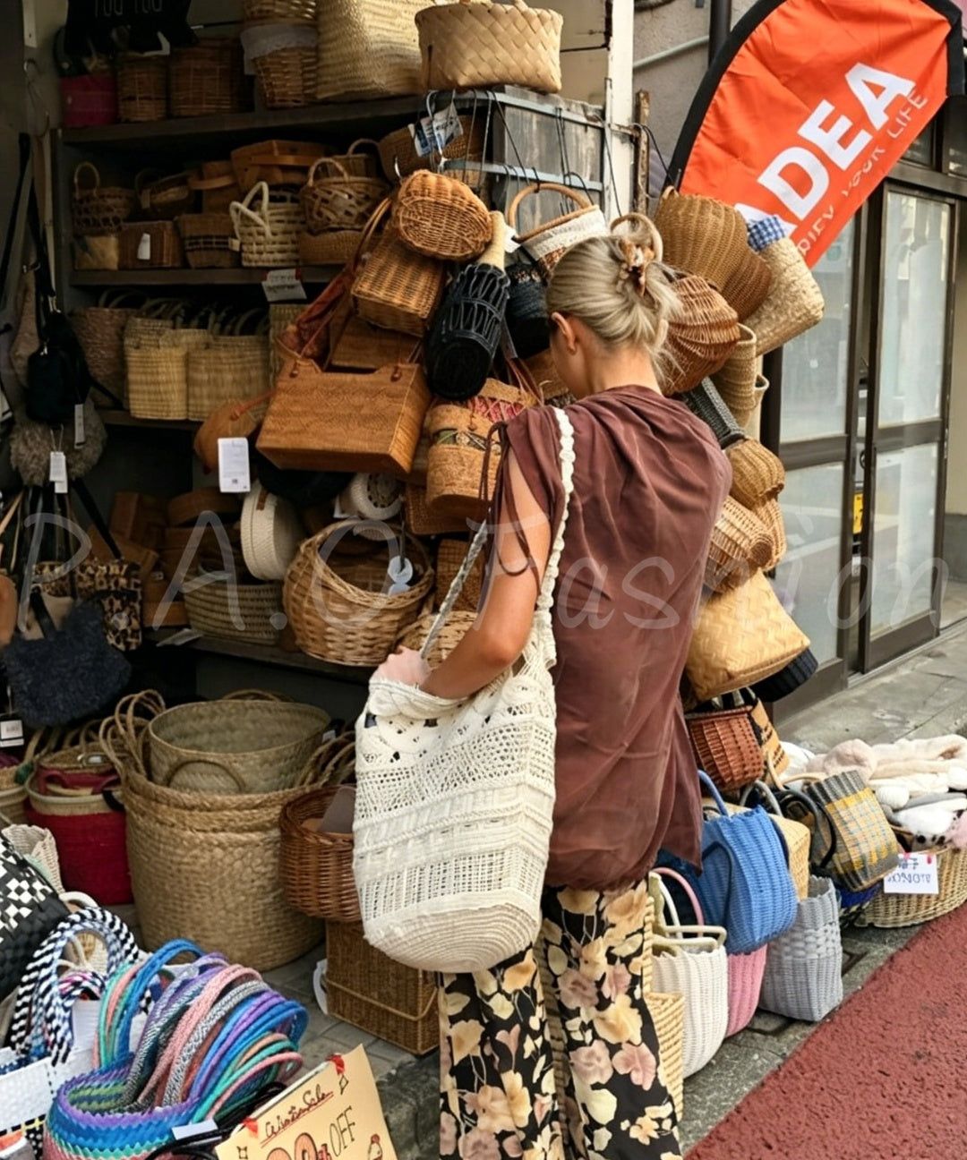 Handmade Crochet Open-Knit Tote Shoulder Bag