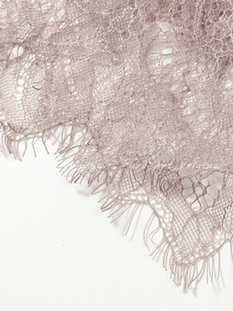 V-Neck Mesh Lace Skirt Set