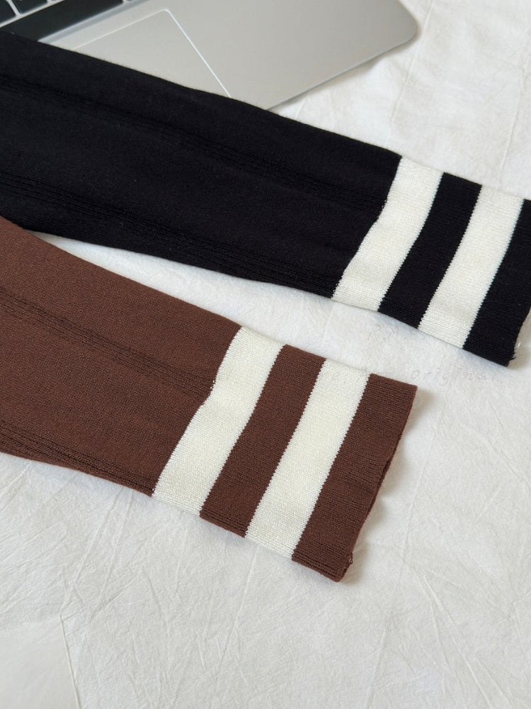 Vintage Contrast-Trim Zip Knit Cardigan