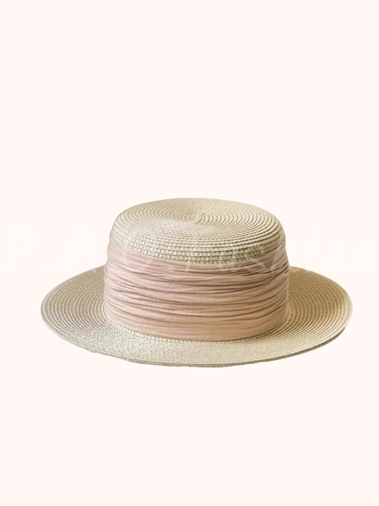 French Flat-Brim Straw Sun Hat