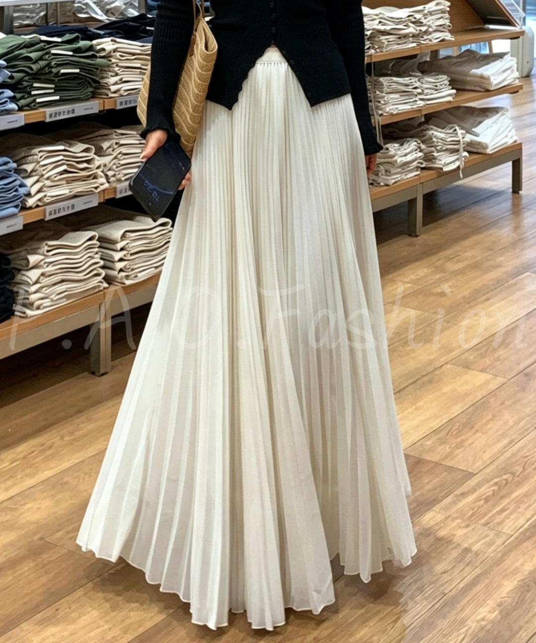 High-Waisted Pleated Chiffon Skirt[Available Now]
