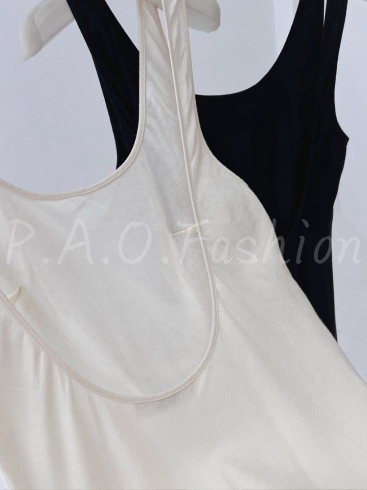 Minimalist Linen-Blend Slip Maxi Dress