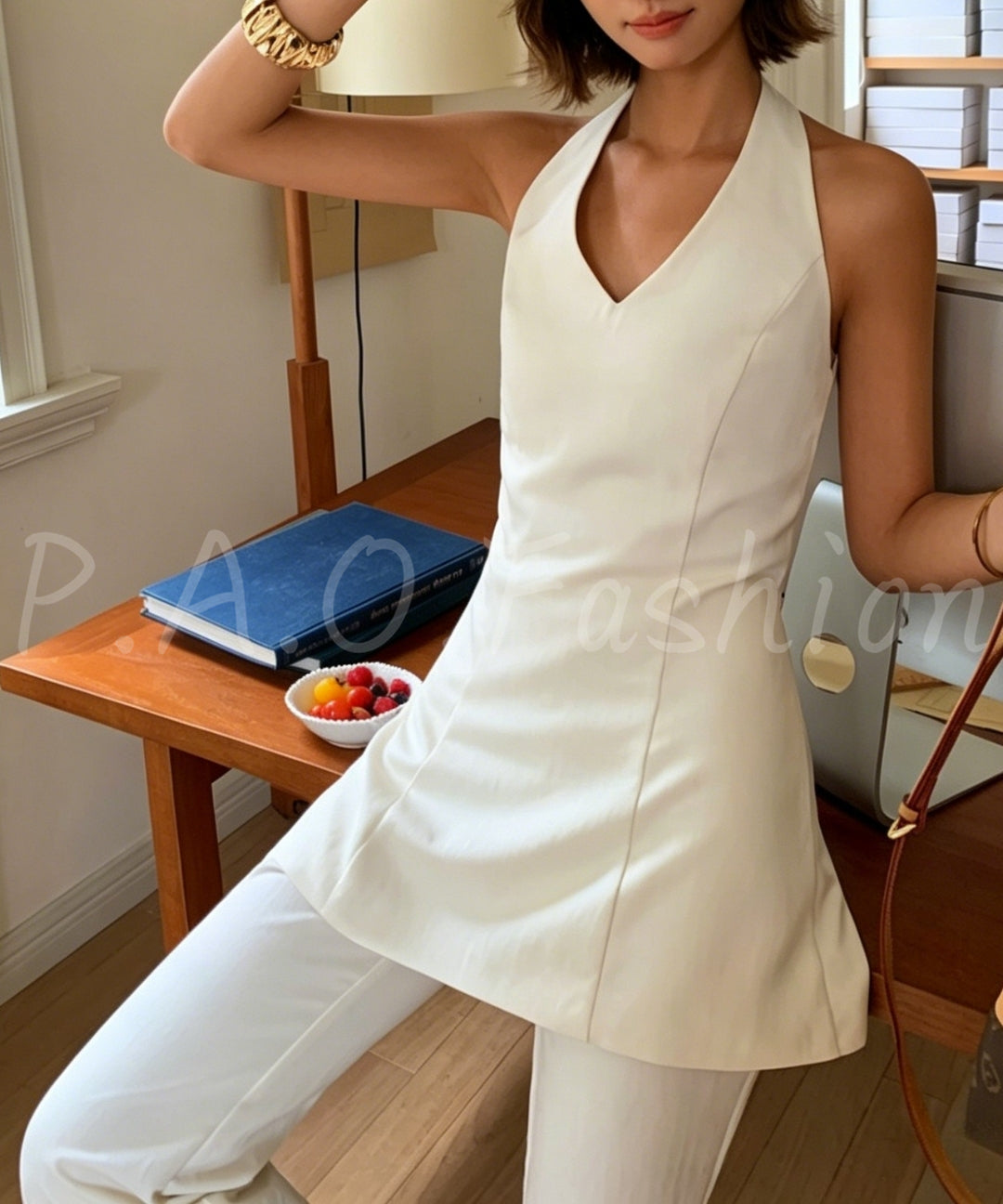 Halter Waist Top & Wide-Leg Pants Set[Available Now]