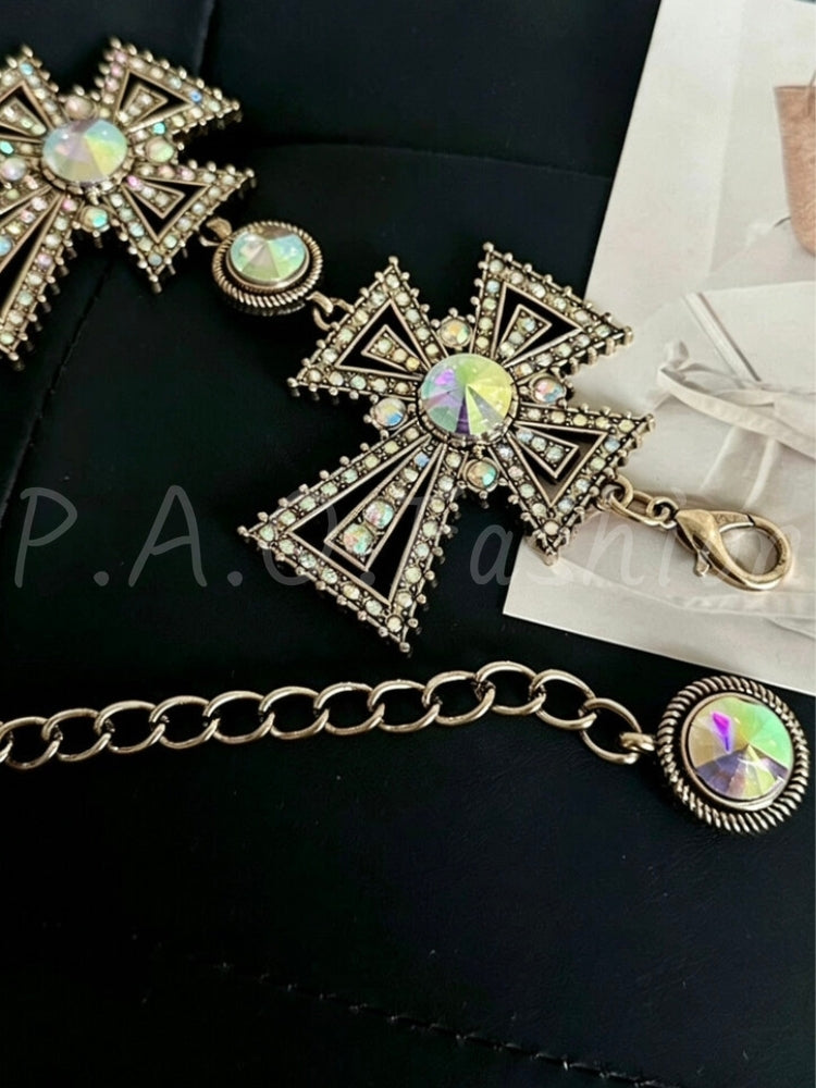 Baroque Cross Rhinestone Chain Waist Belt
