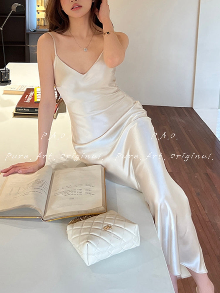 Satin Cowl Neck Maxi Dress