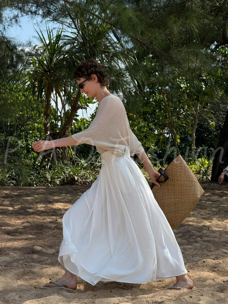 French Resort Flowing A-Line Maxi Skirt
