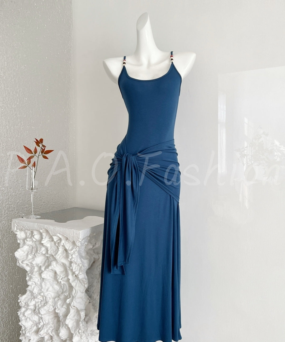 Beaded Strap Ruched Maxi Dress[Available Now]