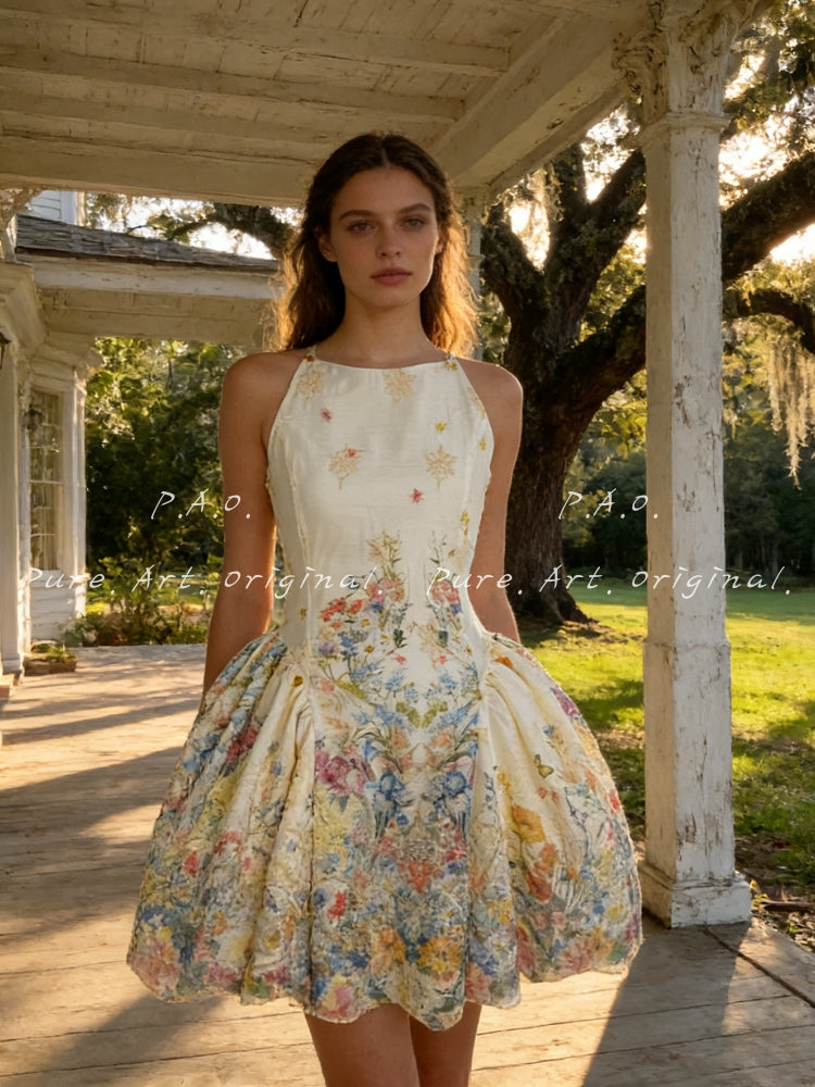 ALICE GARDEN HALTER MIDI DRESS