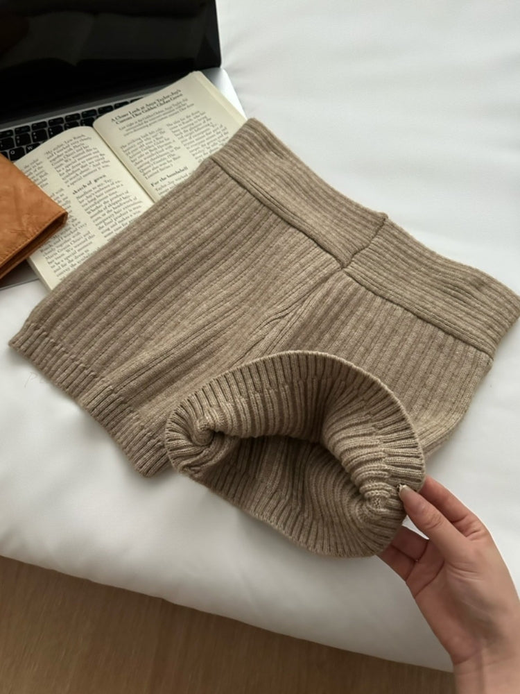 Off-Shoulder Knit Sweater & Relaxed Shorts Two-Piece Set