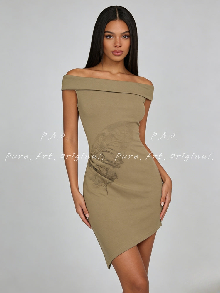 Asymmetric Off-Shoulder Bodycon Mini Dress