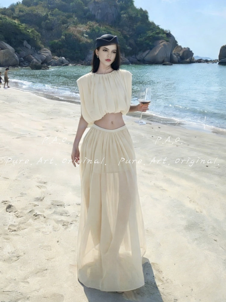 ALORA CUT-OUT SLEEVELESS TWO-PIECE MAXI SET
