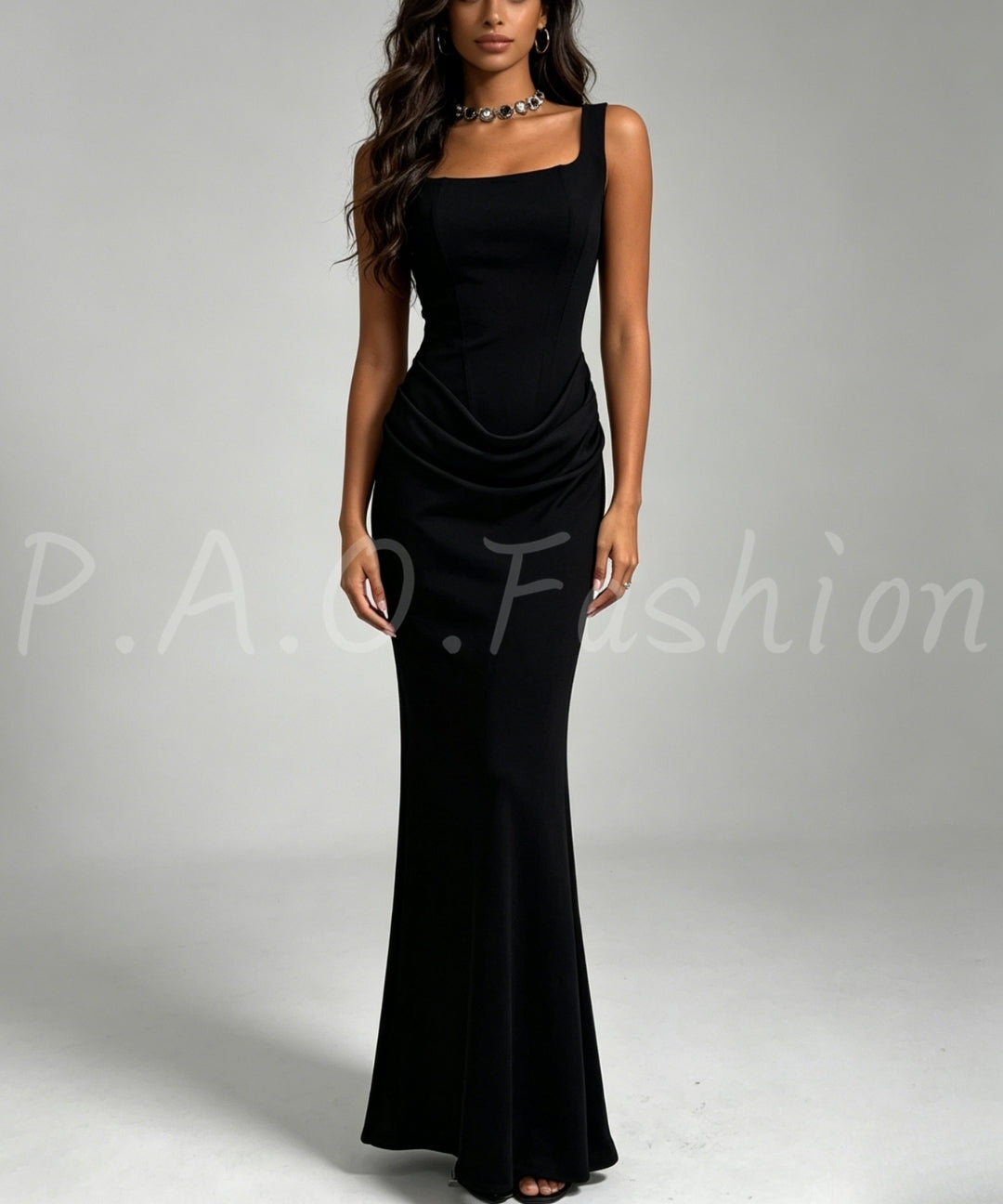 Satin Square Neck Mermaid Gown[Available Now]