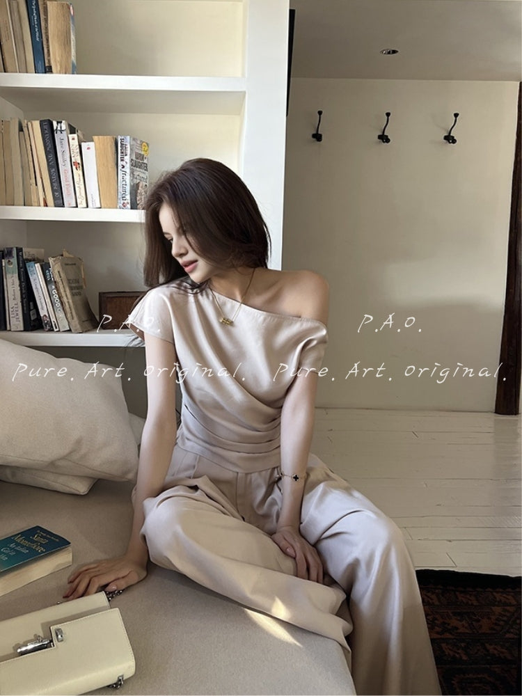 ELARA SATIN ASYMMETRIC SET