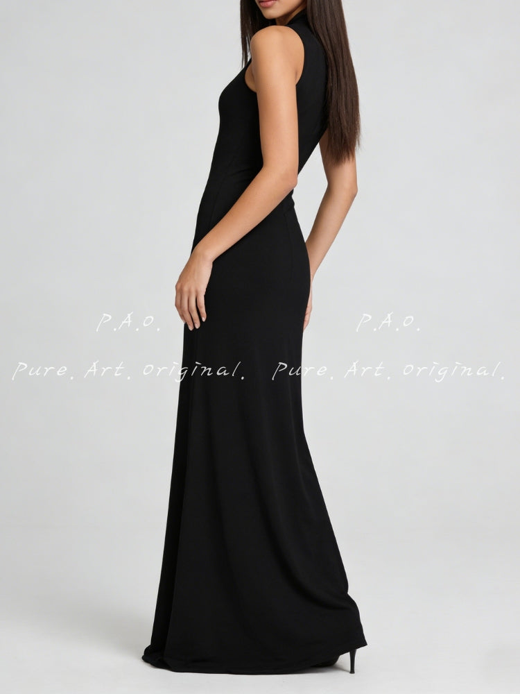 HALTER CUTOUT KNIT MERMAID DRESS